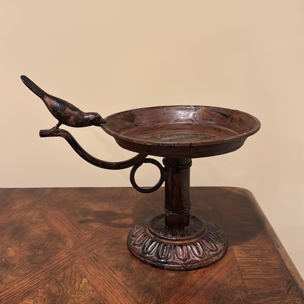 Elegant Brown Metal Bird Decorative Stand